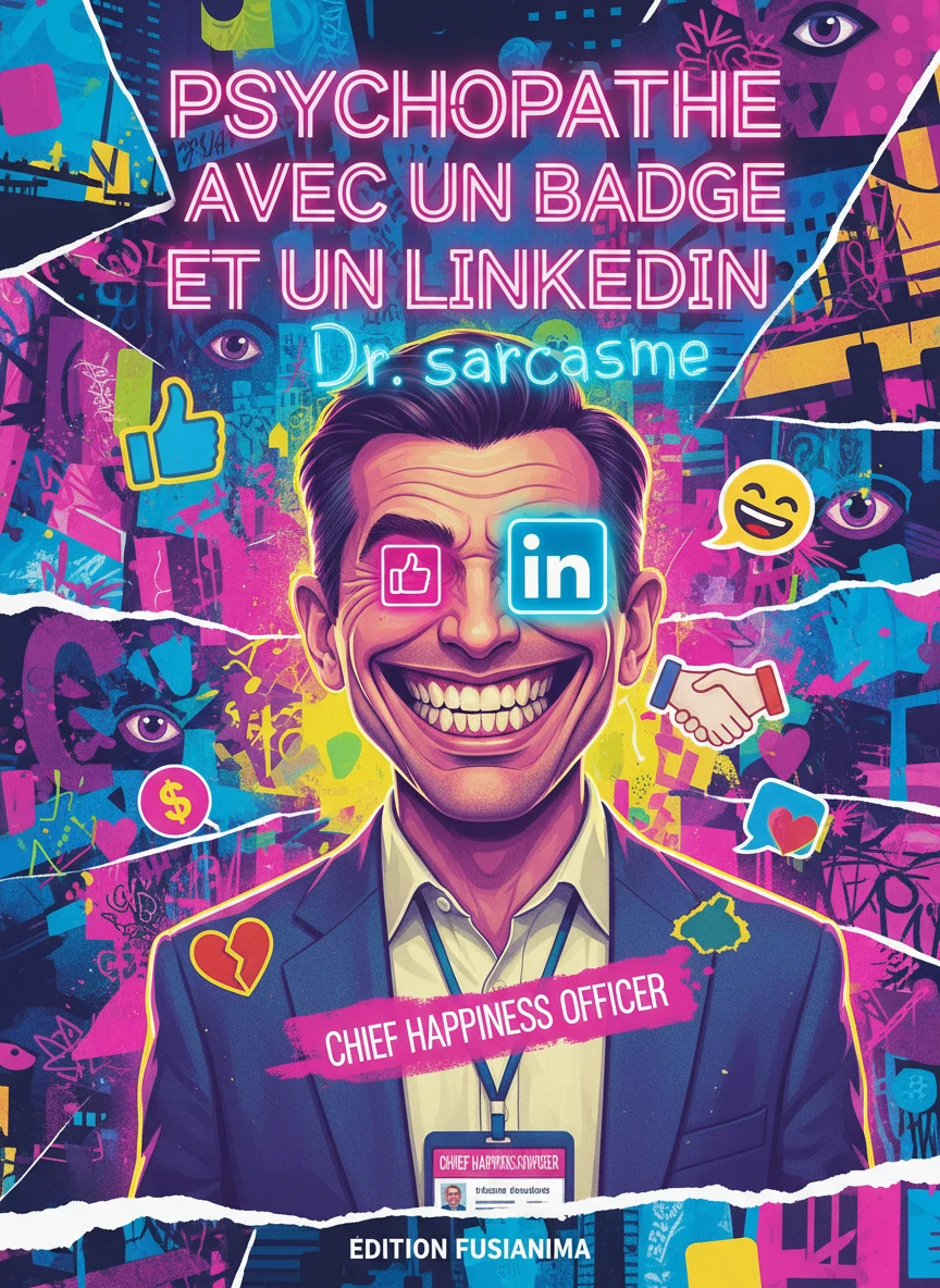 Psychopathe avec un badge et un LinkedIn