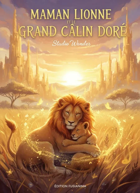 Maman Lionne et le Grand Câlin Doré